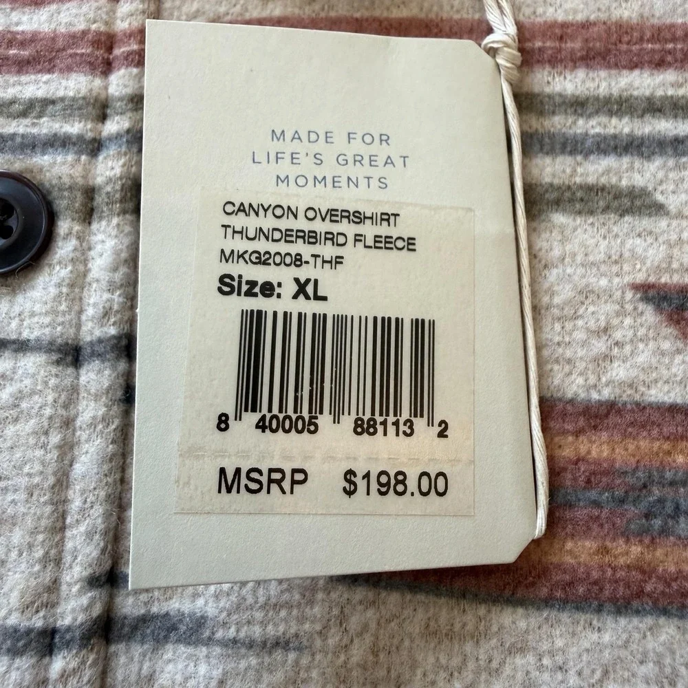 Faherty Mens XL Canyon Overshirt Thunderbird Fleece Jacket Beige MKG2008-THF